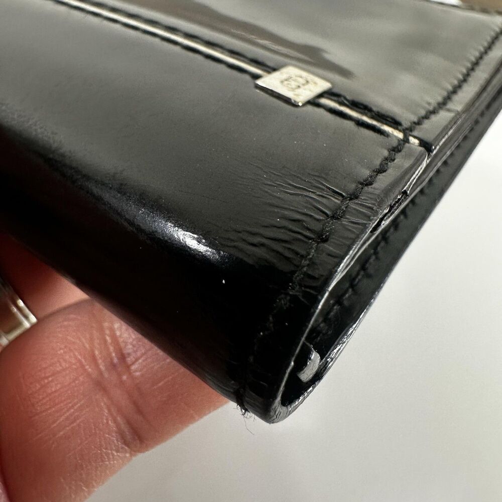 Dior Homme Long Wallet Mens One Size Black Patent Leather Bifold Checkbook Italy - Picture 4 of 16